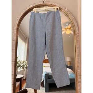 J.Jill Size M 100% Linen Cobalt Blue Cropped Tapered Ankle Pants
